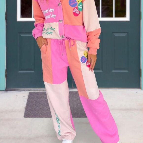 easel Pants - New Easel Good Day Color-block Patchwork Lounge Pant